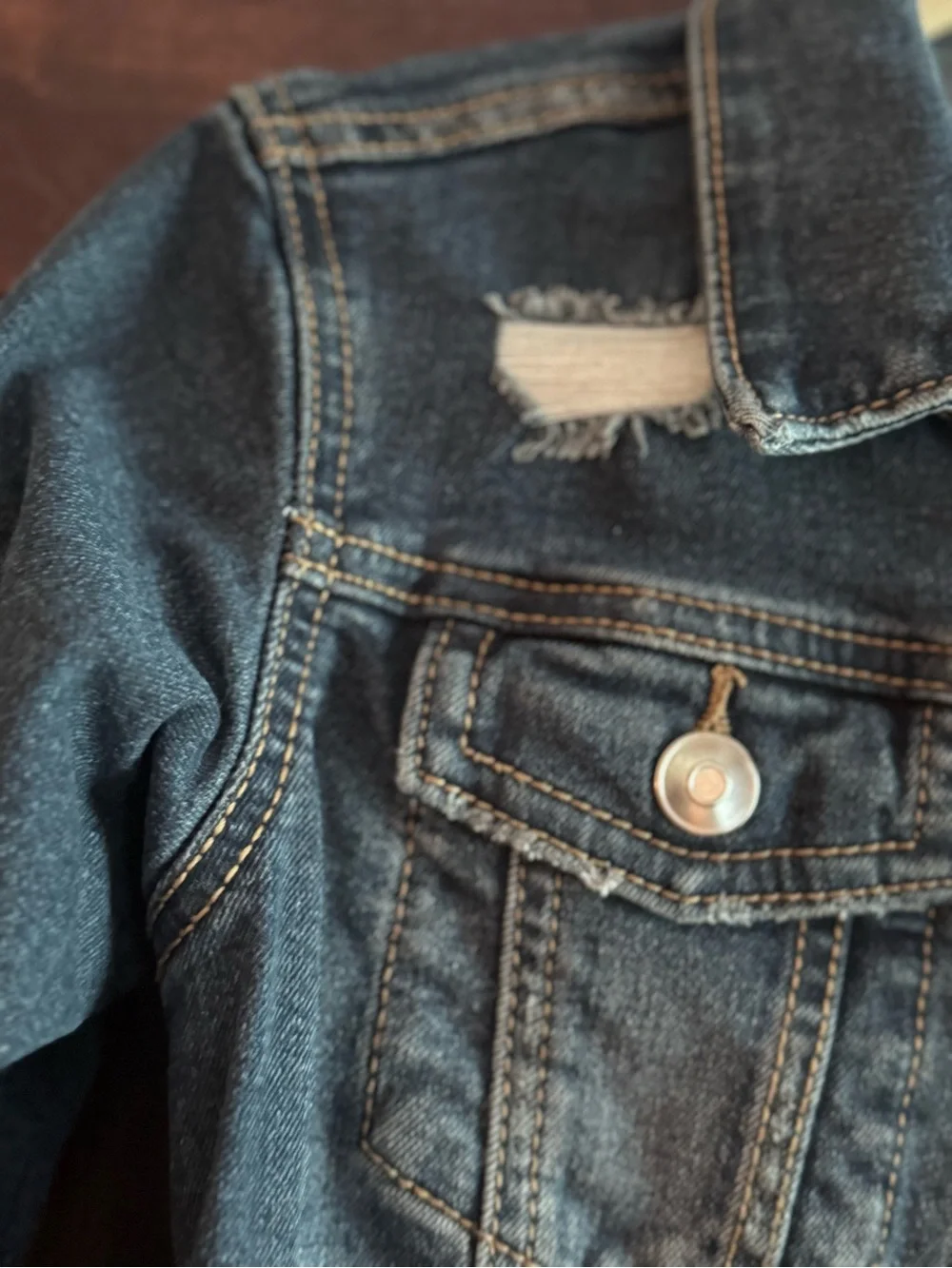 Kids Dark Blue Denim Jacket - Classic Button Front
